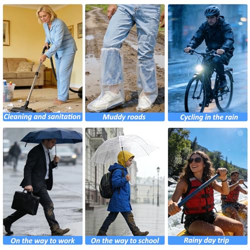 10Pairs Waterproof Shoe Covers, Shoe Covers for Rain, Disposable Plastic Rain Shoe Covers for Men and Women Non-Slip Soles (child)