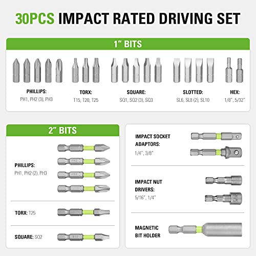 Greenworks 30 Piece Impact Rated Driving Set - size: Tool Only(30-Piece Accessories)