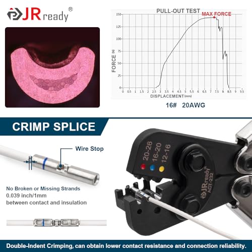 JRready ST6488-12-100 M81824/1 Series Waterproof Heat-Shrinkable Splice Kit 100Sets Butt Crimp Splices16-12AWG with PVDF Tubes Butt Splice Connectors with ACT-232 Crimp Tool G411 Go-No Go Gauge - color: 12#Yellow-100Sets