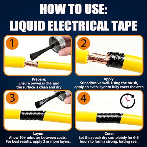 5.29 oz Liquid Electrical Tape – Quick-Drying Insulating Glue, Waterproof & High Temp Resistant, Liquid Wire Insulation Rubber with Brush Cap for Wires, Cables, Outdoor Equipment (Black) - color: Black