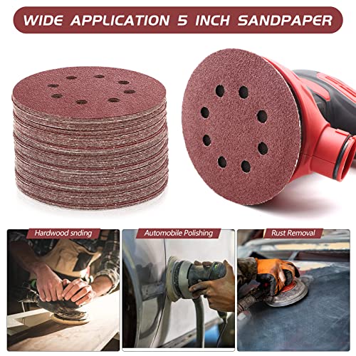 ZEHIQ 5 Inch 150 Grit Sanding Discs, 8 Hole Hook and Loop Sandpaper, 50 PCS
