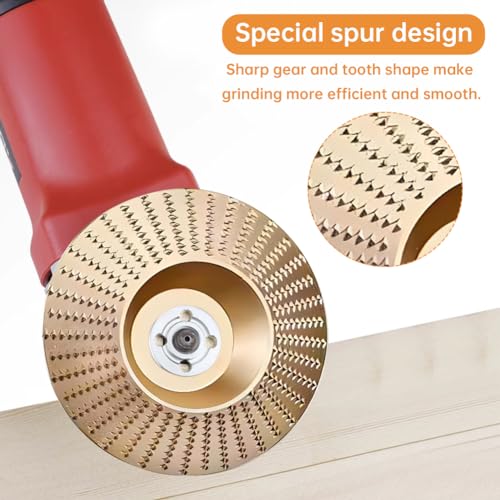 EMVANV 4 PCs Wood Carving Disc Set, for 4"" or 4 1/2"" Angle Grinder with 5/8"" Arbor Grinding Wheel Shaping Disc for Wood Cutting Grinder Cutting Wheel Attachments(Gold+Black)