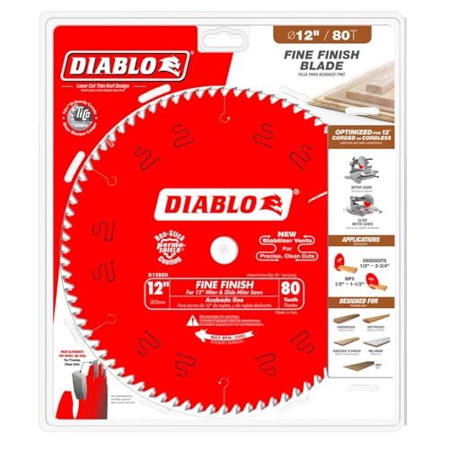 Diablo Saw Blade for Wood - 12" x 80 Hi-ATB Teeth, 1" Arbor