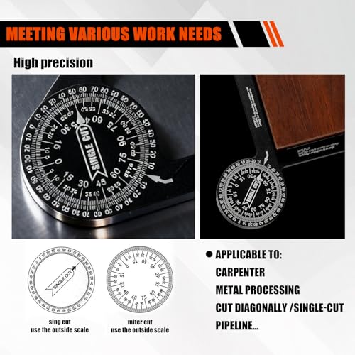 7 Inch Aluminum Miter Saw Protractor, Upgraded High-Precision Angle Measuring Tool, Includes Adjustment Wrench, Ideal for Carpenters, Plumbers, Construction Workers, and Home DIY Enthusiasts