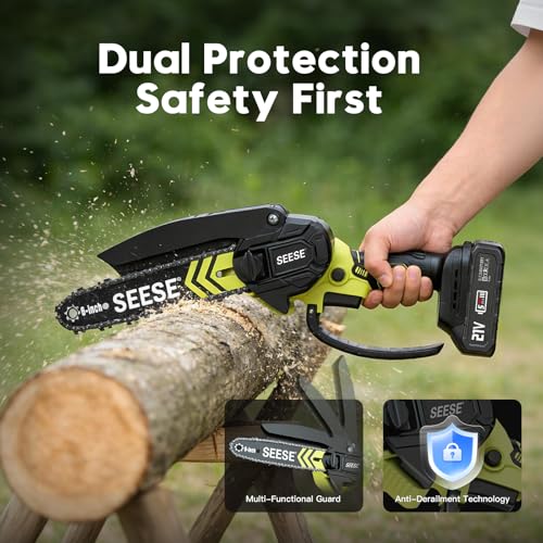 6-inch Mini Chainsaw Cordless: Pure Copper Brushless Motor, High Efficiency, Low Noise, Up to 80-Min Runtime for Trimming, Shrub Pruning and Wood Cutting, Best Gifts for Father, Dad, Husband, Men