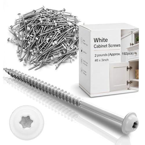 Frienda 2 Pound White Cabinet Screws Bulk #8x3'' Approx. 192 Pcs - color: Silver, size: #8x3 Inch