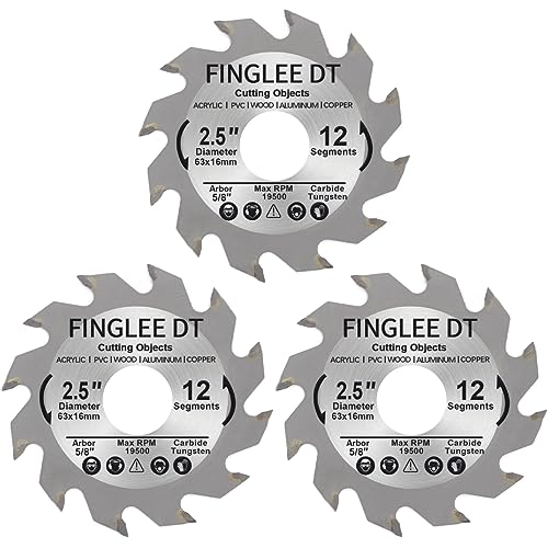 2.5Inchx12Tx5/8 Wood Cutting Circular Saw Blade Mini Circular Saw，Fine-Finish Trim Rip Crosscut, ATB TCT Tungsten Carbide Tipped (3PCS 2.5inch)