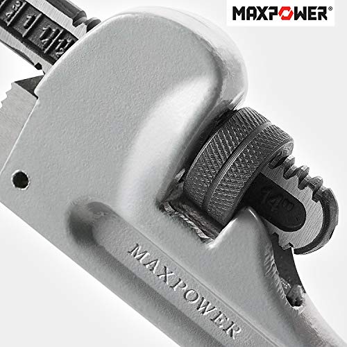 MAXPOWER 14-Inch Pipe Wrench, 2-inch Jaw Capacity - size: 14-inch, style: Straight Pipe Wrench