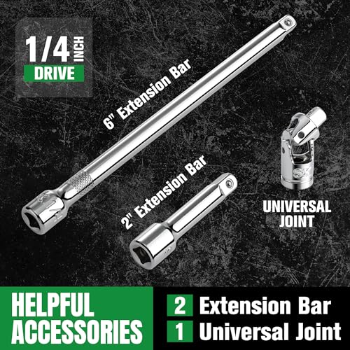 SK 1/4" Drive Socket Set with 216-P Ratchet, 50-Piece, SAE & Metric Sockets - size: 1/4" Drive