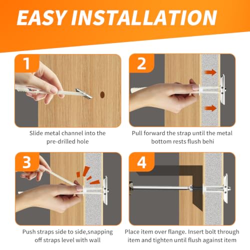 Heavy Duty Drywall Anchor Bolts Kit – 1/4"-20 with Included Bolts, Holds 270lbs Each in 1/2" Drywall, Ideal for TV Mounting & Shelves, Hollow Wall Anchors, 12 Packs
