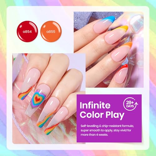 Beetles Halloween Gel Polish Set, Rainbow Flag Colleciton 6 Neon Colors - color: A - Creme | 0-Rainbow Flag