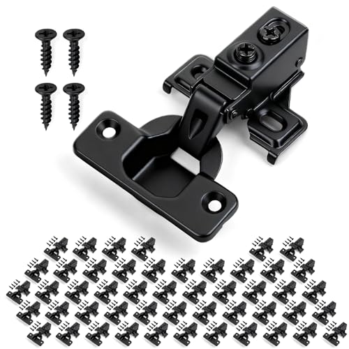 Mousike 50 Pack (25 Pair) Soft Close Cabinet Hinges, 1/2 Overlay Soft Close Hinges for Kitchen Cabinet, Stainless Steel, Built-in Damper, 100 Degree Opening Angle, 6 Way Adjustment - color: Black, size: 50 Pack