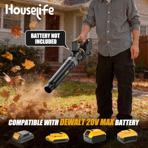600 CFM Cordless Leaf Blower Compatible with DEWALT 20V MAX Battery - color: Yellow