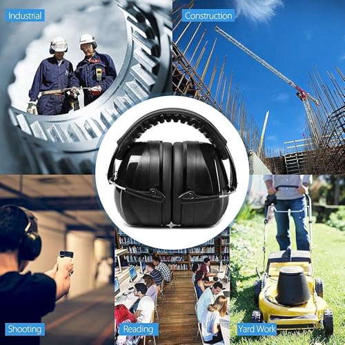 G & F Products Safety Ear Muffs 2 Pack, 34dB NRR Hearing Protection with Adjustable Headband for Shooting, Work & Kids - color: Black and Blue (2 Pcs)