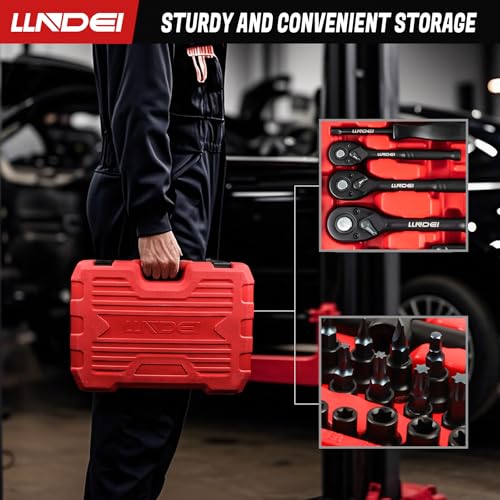 LLNDEI 160Pc Mechanics Socket Set 1/2 1/4 3/8" Drive Metric - size: 160-Piece 1/2" & 3/8" & 1/4" Drive Socket Set