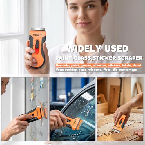 REXBETI Razor Blade Scraper Tool, 4 Pack Windows, Glass Stovetop Scraper - style: Original 4 Pack