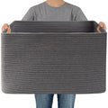 JMvicyroam 65L Large Woven Cotton Rope Blanket Basket, Grey - color: Grey, size: 65L