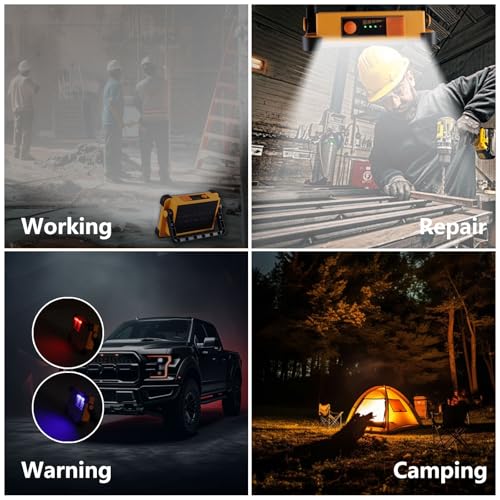 YXQUA 120W Solar Rechargeable Work Light, 144 LED 10000LM, IP65 - color: Yellow