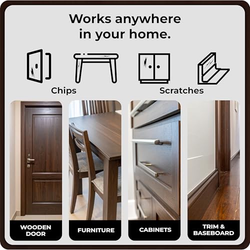 Dark Brown Wood Stain Repair Kit, Brush-On Touch-Up Stain Bottles, Provincial, Dark Walnut, Ebony, Red Mahogany, Interior and Exterior Wood, 4 fl oz Total by spot. - color: Dark Brown