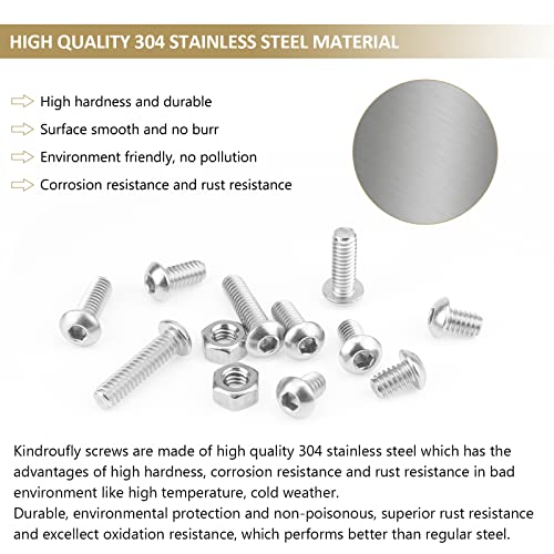 66 Pieces 1/4-20 x 3/8", 1/2", 5/8", 3/4", 1", Button Head Socket Cap Screws Nuts Assortment Kit, 304 Stainless Steel, Fully Machine Thread - size: 1/4"-20, style: Button Head