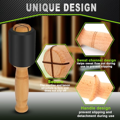 24 oz + 12 oz Black Woodcarving Hammer Set Non-Slip Polyurethane Hammer Head Woodworking Hammer (Suitable for Chisels and Carving Tools) - color: Black-2