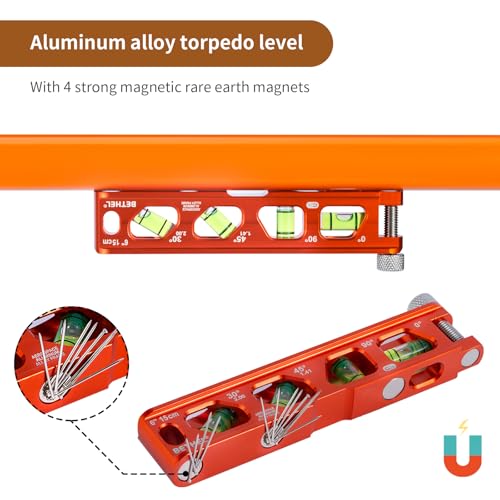 BETHEL 6 Inch Magnetic Torpedo Level Aluminum Alloy Leveltool Orange - color: Orange 6in
