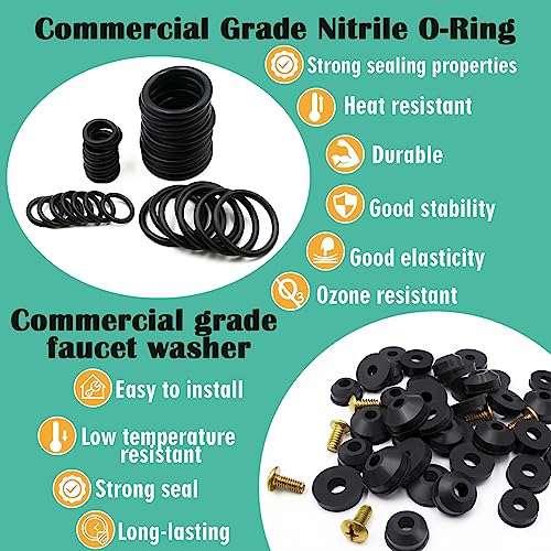 XBVV 28 Size 650 Pcs Faucet Rubber Washers Kit and SAE O Ring Assortment Set for Assorted Plumbing Faucet Sealing Repair