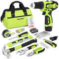 FASTPRO 12V Cordless Drill Set, Home Tool Kit with Bag, Green - color: Green