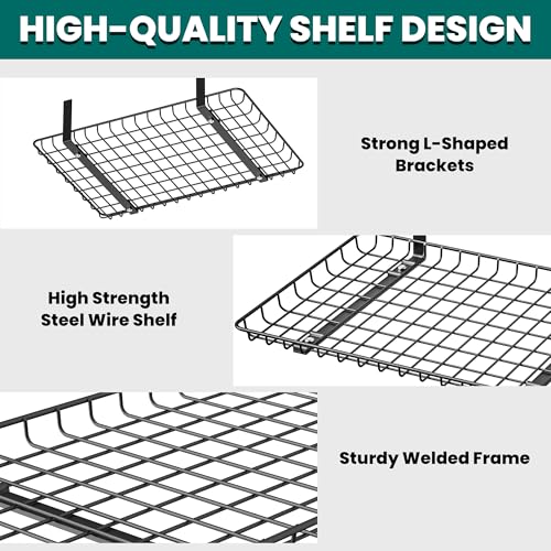 EVERHANGER Garage Wall Shelves 12x24 Inch, Wall Mounted Storage Shelf - color: Black