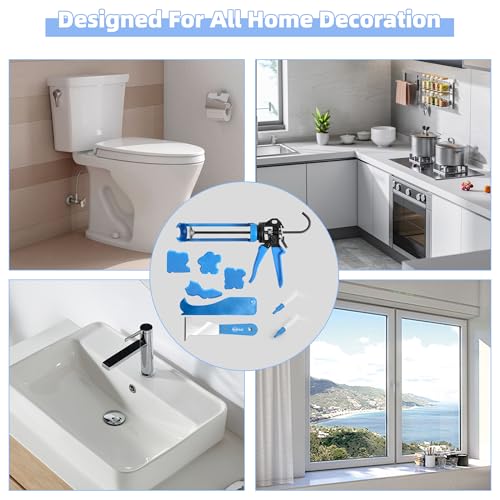 PRO Caulk Gun Kit Heavy Duty Silicone Caulking Gun Thrust Ratio 25:1 No-drip Rotating Barrel and Caulking Tools,Sealant Tools Grout Scraper For Kitchen Bathroom Sink Joint,With Gift Box - style: Professional Plus