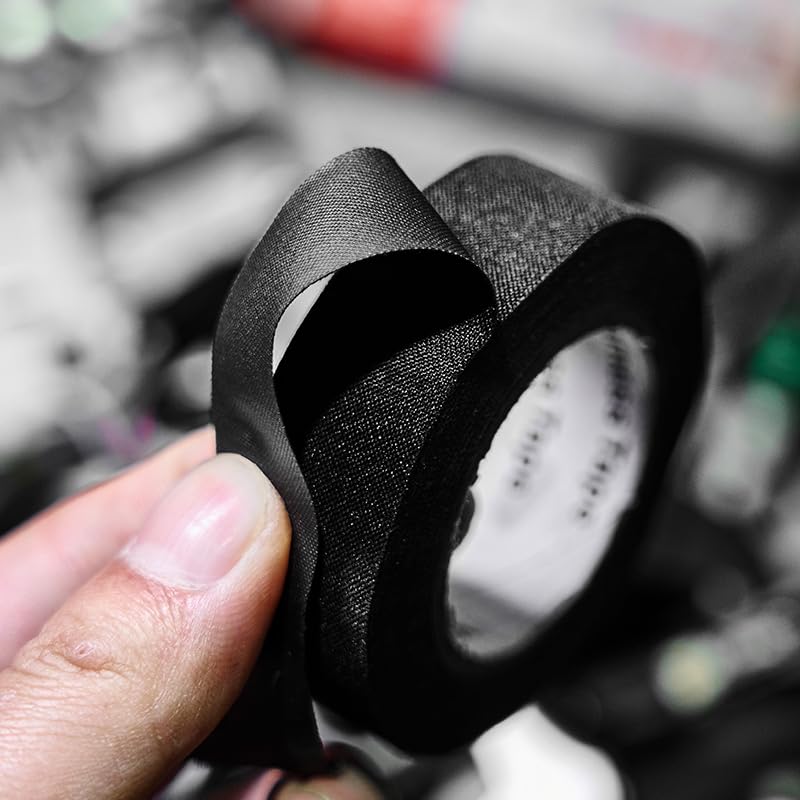 Wiring Harness Tape High Temp Self-Adhesive Cloth Tape for Automotive Electrical Wrap Protection Insulation Cable Fixed (3/4 in x 50 ft 1 Rolls) - size: 3/4 in x 50 ft（1 Rolls）, style: 0.15mm-Thickness