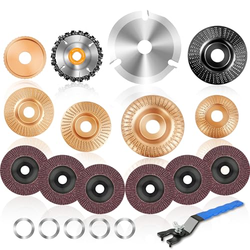 15 Pcs Wood Carving Disc Set, 4 1/2 Inch Grinding Wheels