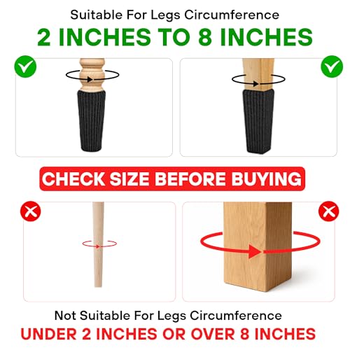 Chair Leg Socks 16/24/32 Pcs Black Furniture Leg Covers Floor - color: Black, size: 32 Pcs