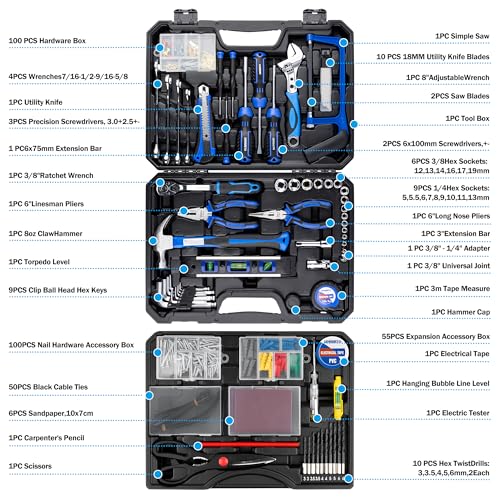 URASISTO 366 Piece Home Repair Tool Kit, Auto Repair Tool Set, General Home Toolbox Storage Case with Drawer, General Household Tool Kit