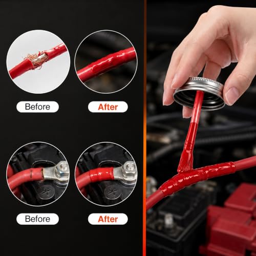 Liquid Electrical Tape 4oz Waterproof Liquid Tape Electrical Insulating Glue with Brush Cap, High Temperature Resistant Flexible Rubber Coating for Wires Cables, Plug, Automotive(Red) - color: Red