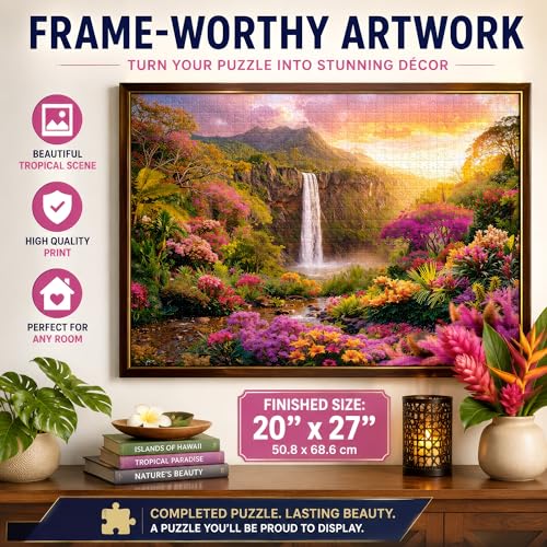 Adult Jigsaw Puzzle Hawaiian Waterfall 1000 Piece - color: Hawaii Waterfall