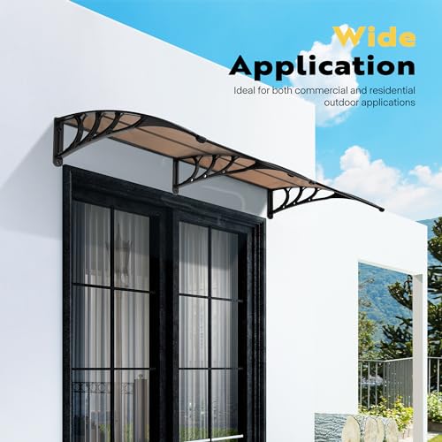 VIVOHOME Polycarbonate Window Door Awning Brown 38 Inch x 78 Inch - color: Brown, size: 38 Inch x 78 Inch