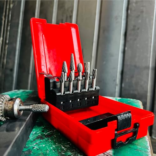 Carbide Burr Set 1/4" Shank 10-Pc Double Cut Die Grinder Bits Metal | Milling, carving and deburring hard wood and metal