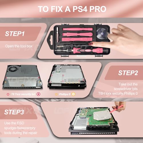 Screwdriver Phillips,Torx,Pentalobe,Triangle Triwing,Flat Head,Star,Eyeglasses Repair Kit Pink tool box with Spudger for iPhone/Xbox/PS4 Switch Controller, Ring Doorbell,Mac - color: Pink