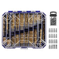 276pc Titanium Twist Drill Bit Set with S2 Bits 135° Tip High Speed Steel, Size from 1/16" up to 1/2", Ideal in Wood Cast Iron Aluminum Alloy Plastic Fiberglass, Clear Lid Case - size: 276 Piece Twist Drill Bits Set 135°