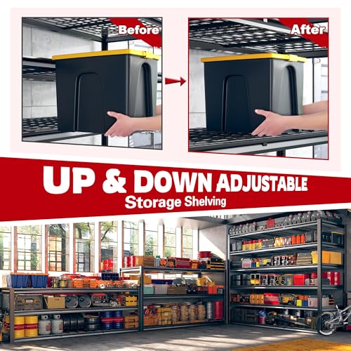 REIBII 60" W Heavy Duty Garage Shelving,6 Tier Metal Shelving Units - size: 6-Tier, 60"W x23"D x84"H