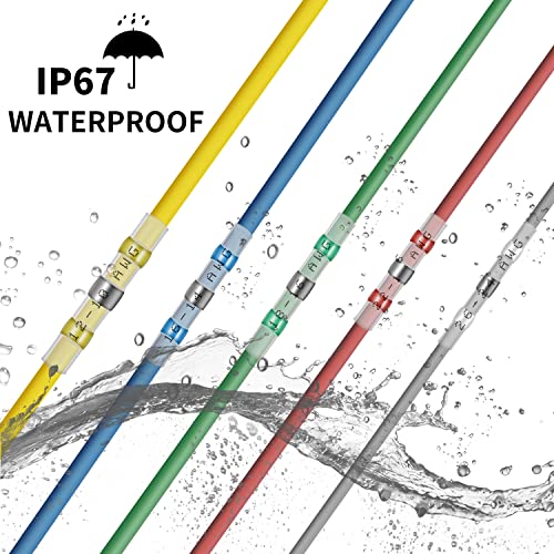 100Pcs Waterproof Solder Seal Wire Connectors, 12-10 Gauge Yellow Heat Shrink Butt Connectors for Electrical Marine, Automotive and Wiring Terminal Splices - style: 12-10 AWG