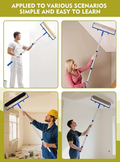 Paint Roller Kit, 18" Paint Roller Set with Paint Scraper, Putty Brushes, Tray with Disposable Liners, Extension Pole and Gloves, Wall Repair and Painting Tools for Interior Walls and Ceilings - size: 18-inch Paint and Putty Brush