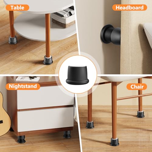 Adjustable Furniture Bed Risers 1.6-2.6 inch Durable Anti Slip-Black 4 Pcs - color: Black - 4 Pcs