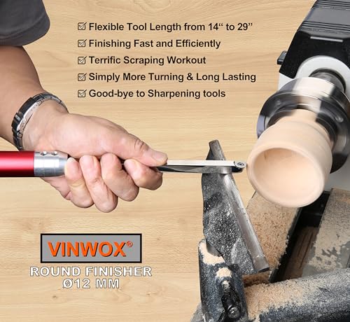 9 PCS Carbide Wood Lathe Turning Tool Set, Pen Turning tools, Including Swan Neck Hollower, Rougher, Finisher, Detailer, Aluminum Handles from 14" to 29", Fine Polished Stainless Steel Shank - size: 9pcs ALU Handle
