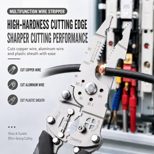 Multifunctional Foldable Automatic Wire Stripper and Cutter, Portable Crimping Tool for and Stripping tools & home improvement - color: Black