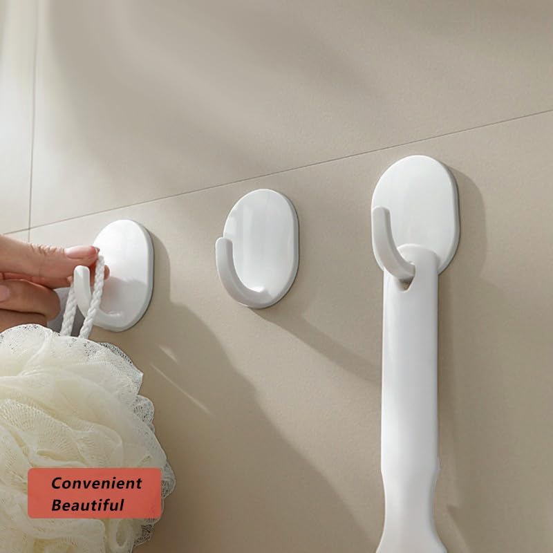lightstar 5 Pcs Adhesive Plastic Hooks - Wall Hooks for Hanging, Drill-Free, Seamless - Kitchen Bathroom - 60 * 45 * 34 mm, White (for 3.5 LB) - color: For 3.5 LB