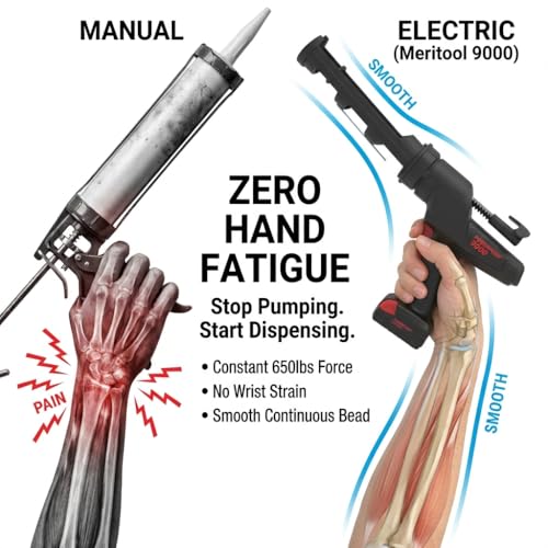 Heavy Duty Caulking Gun | 12V Cordless Drive | 10oz Cartridges 300ml | 450lbs Thrust | No Drip Professional Calking for Painters, DIYers, Automotive, Contractors - size: 10oz / 300ml, style: Cordless 12V (9000 Series)