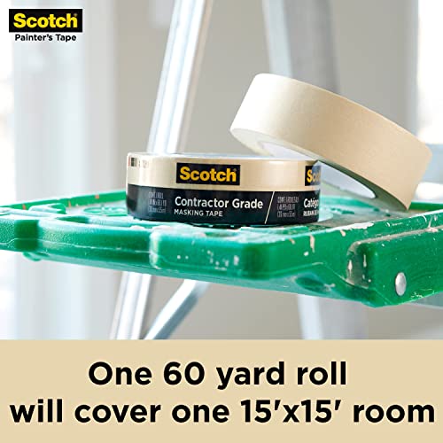Scotch Painter's Tape Contractor Grade Masking Tape, 3 Rolls, 1.88 in x 60.1 yd, Holds to Surfaces For Up to 3 days, Removes Easily Without Leaving Sticky Residue, Interior & Exterior Use (2020-48EP3) - size: 1.88" Width