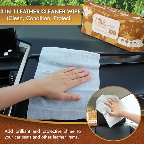Air Jungles 3in1 Leather Cleaner Wipes 70 Count (3 Pack), XL 8x10 Inch - size: 70 Count (Pack of 3)